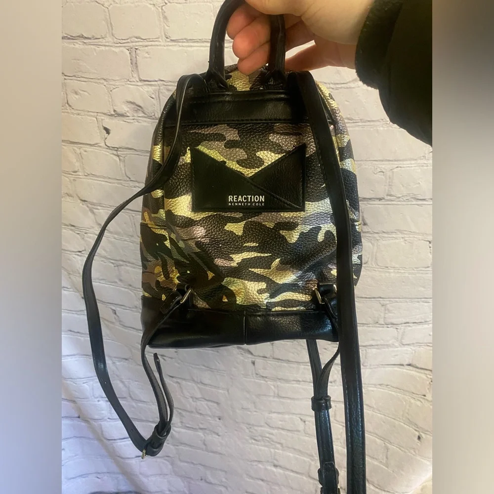 Kenneth Cole Reaction Women’s Trooper Faux‎ Leather Metallic Camo Mini Backpack